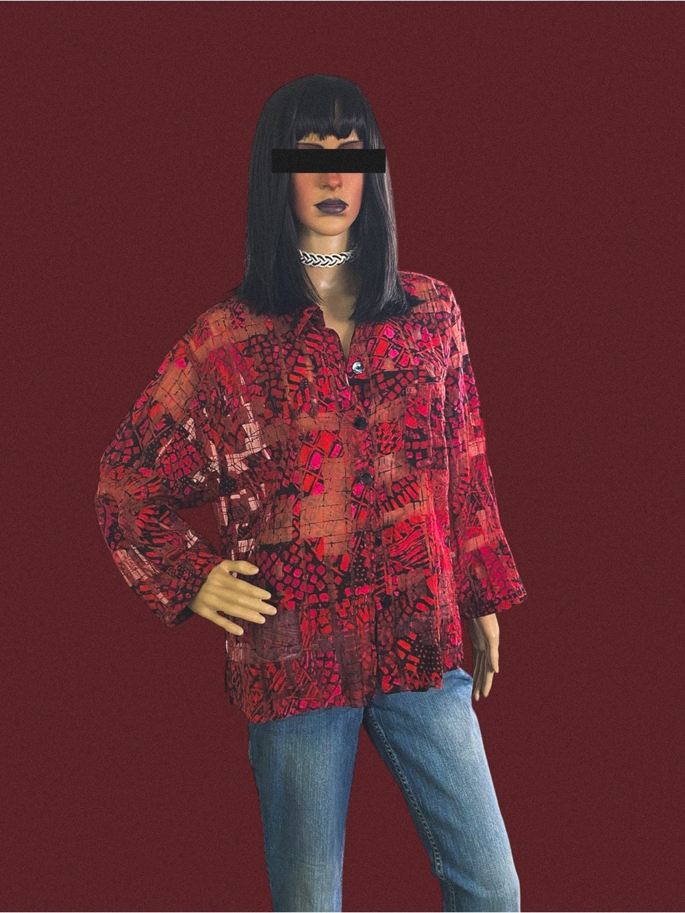 Vintage Chicos sheer red button up top
